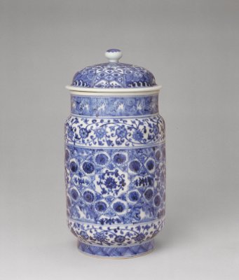 图片[1]-Blue and white brocade flower strong pot-China Archive